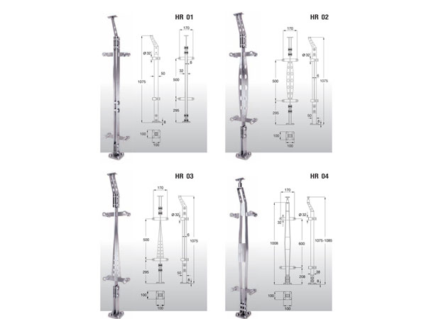 Trụ lan can kính VVP HR 01, HR 02, HR 03, HR 04
