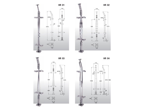 Trụ lan can kính VVP HR 05, HR 06, HR 07, HR 08, HR 09