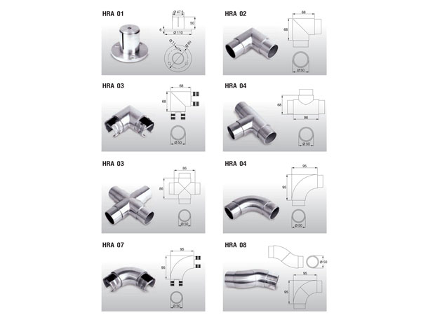 Phụ kiện lan can kính VVP HRA 01, 02, 03, 04, 05, 06, 07, 08