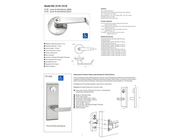 khóa thoát hiểm Top one 017S - 017Z - TO 009
